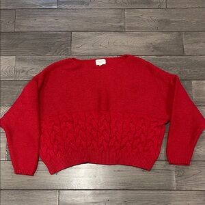 Womance Atelier Elegant Red Knit Cable knit Sweater